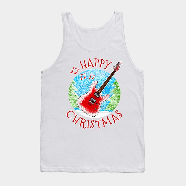 Christmas Electric Guitar Guitarist Musician Xmas Tank Top by doodlerob